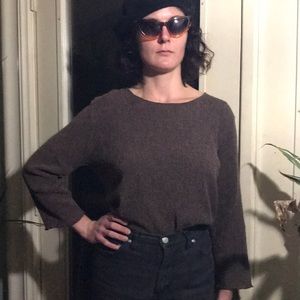 CROFT & BARROW DARK BROWN PULLOVER TOP SHIRRED L